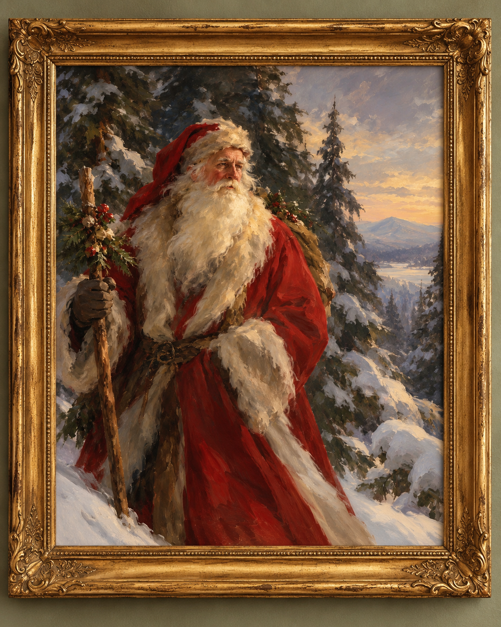 Father Christmas in the Evergreens