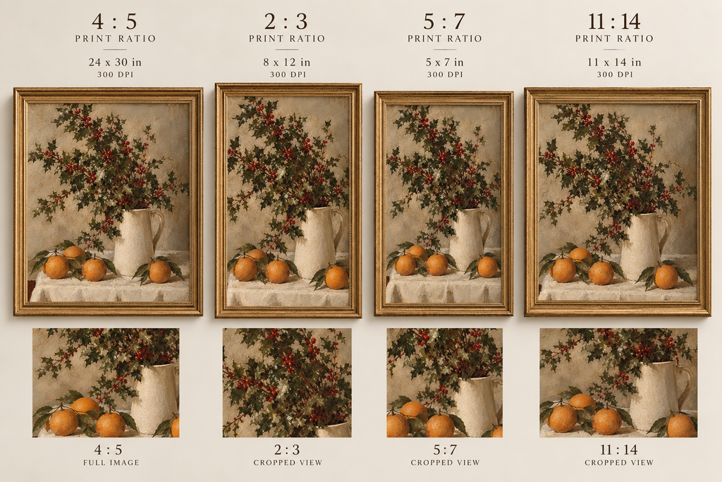 Holly and Orange Still Life- Fine Art Print (digital download)