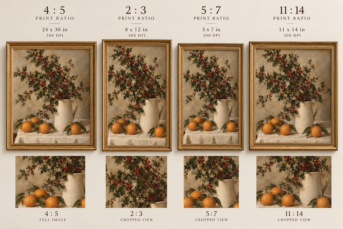 Holly and Orange Still Life- Fine Art Print (digital download)