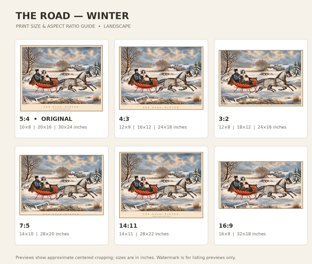 The Road Winter | Currier & Ives Vintage Winter Print