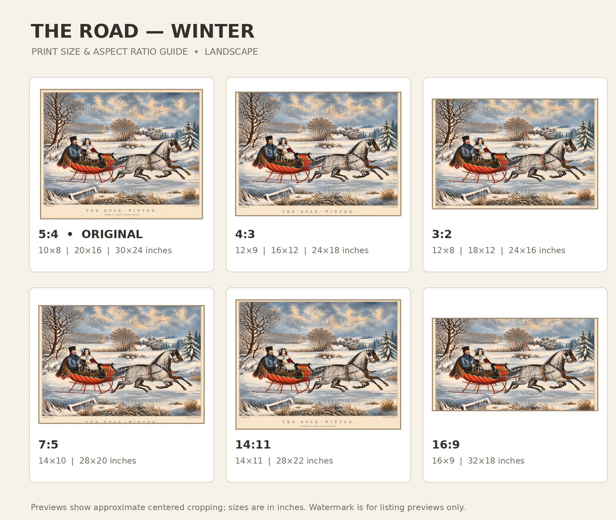 The Road Winter | Currier & Ives Vintage Winter Print
