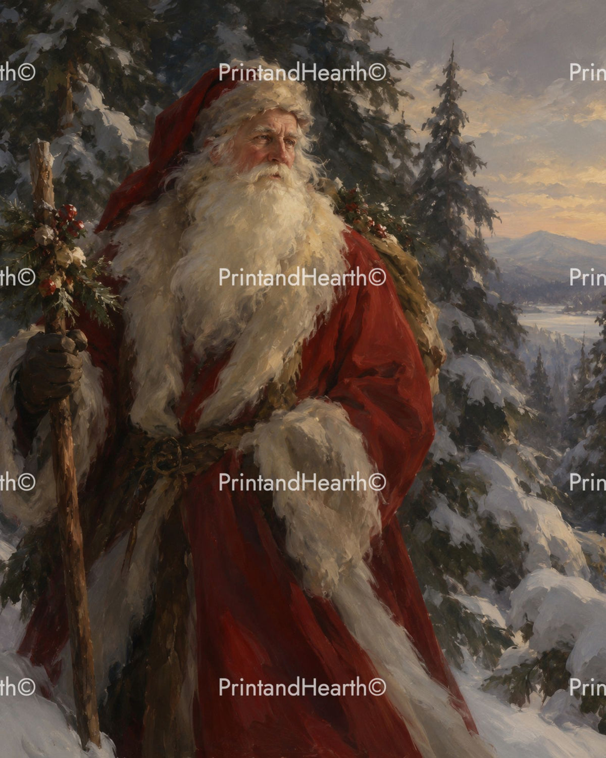 Father Christmas in the Evergreens
