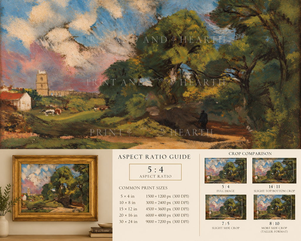 Vintage English Countryside Landscape | John Constable Inspired Art