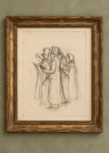 Pencil Sketch Christmas Carolers | Vintage Printable Wall Art